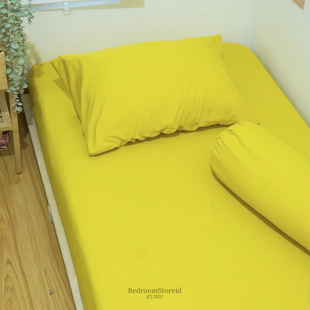 Sprei Aesthetic polos kuning sudah termasuk sarban sargul