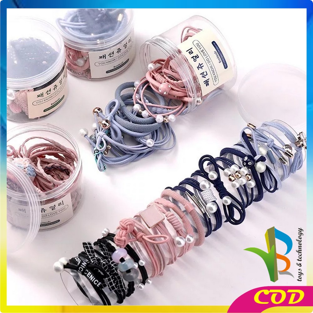 RB-C13 12 Pcs Ikat Rambut Karet Pearl Mutiara Pita Aksesoris Rambut Wanita Anak korean style