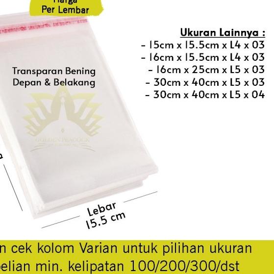 

PLASTIK OPP LEM 30X40 / PLASTIK BAJU Tebal 03 micron