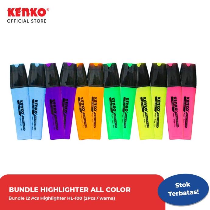 

TERLARIS Paket Bundle Spidol Highlighter HL-100 Semua Warna 12Pcs Kenko /ALAT TULIS AESTHETIC/ALAT TULIS SEKOLAH/ALAT TULIS SET/ALAT TULIS LENGKAP/ALAT TULIS ANAK/ALAT TULIS LUCU