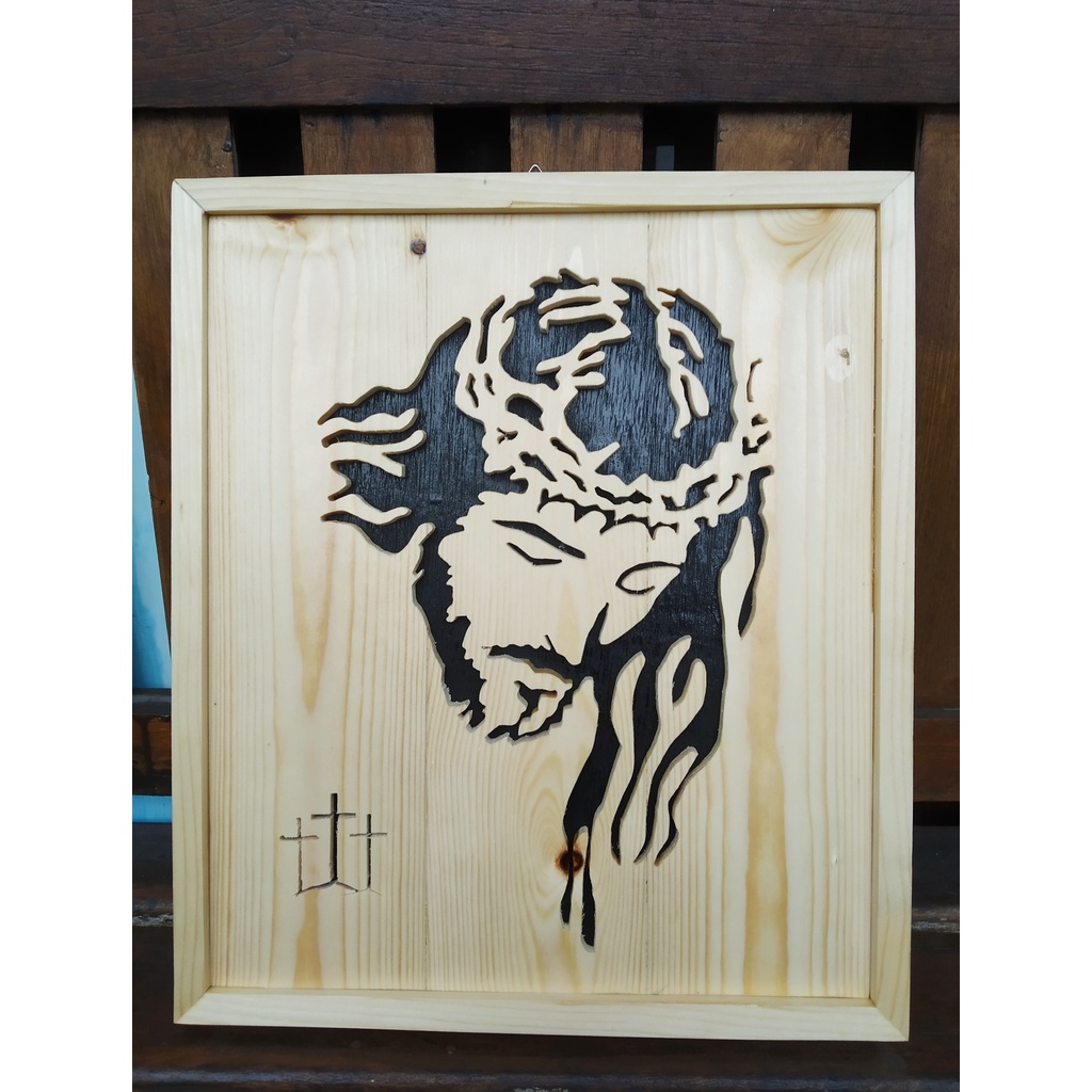 ukiran siluet wajah yesus/pajangan dinding