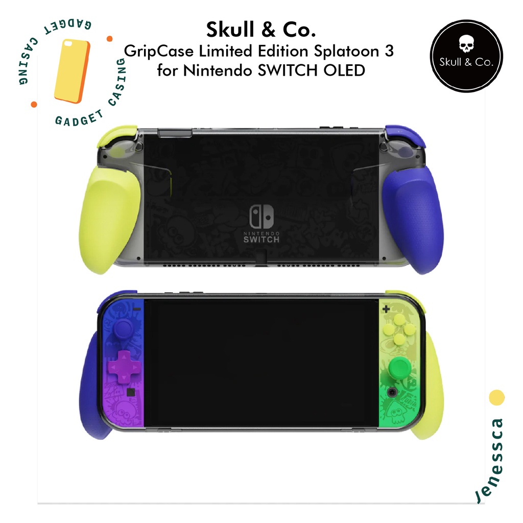 Casing Switch V1/V2/OLED Splatoon 3 Skull &amp; Co. NeoGrip GripCase