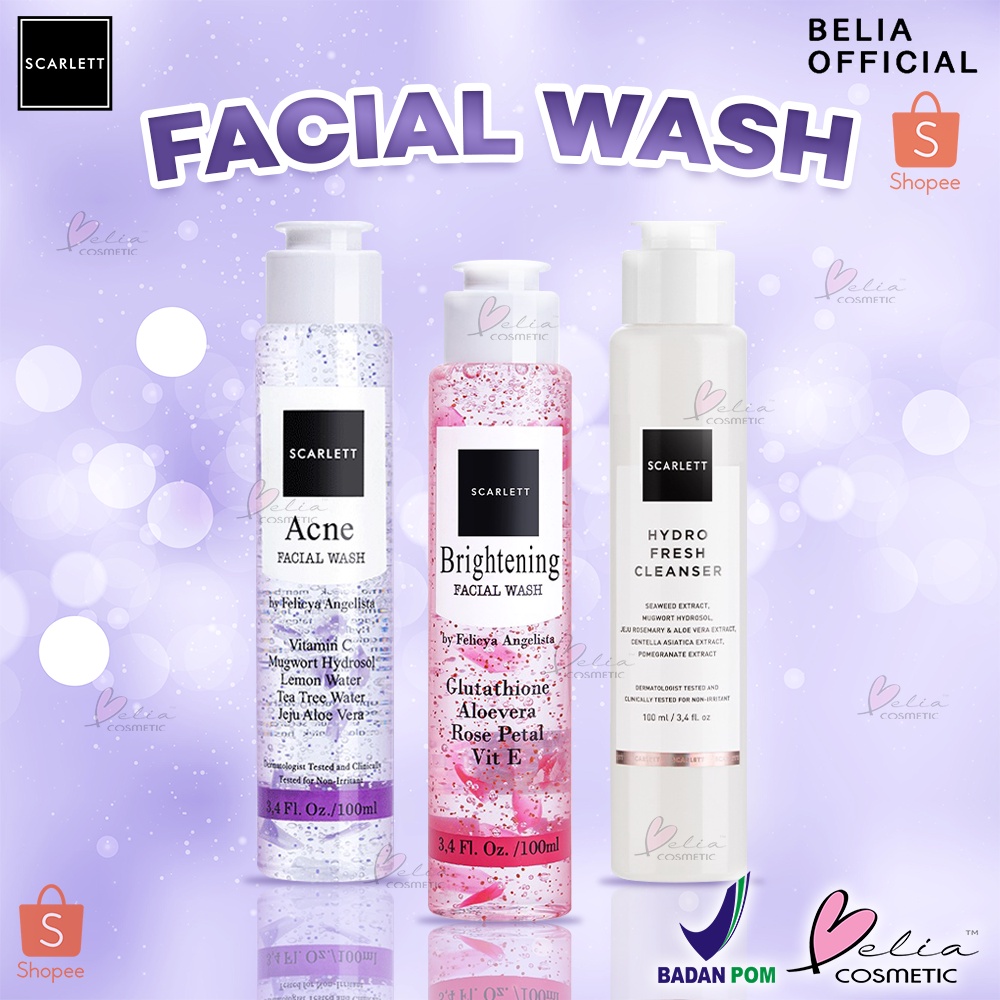 ❤ BELIA ❤ SCARLETT Whitening Facial Wash 100ml | Face Series | Cleansing | Pembersih Wajah | BPOM