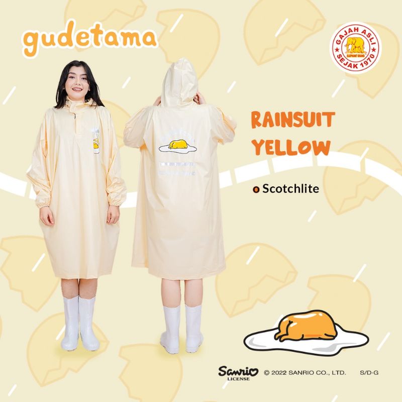 Jas hujan poncho rainsuit gudetama elephantbrand