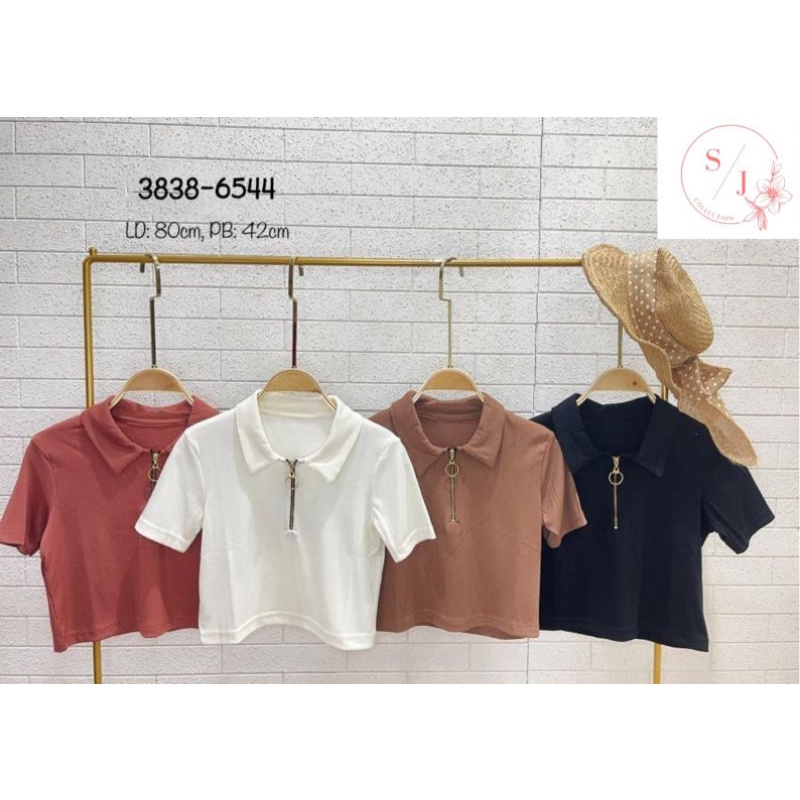 Kaos Wanita Crop Top Bahan Rib Knit Model Kancing / Atasan Wanita Crop Top Bahan Rib Knit Model Kanc