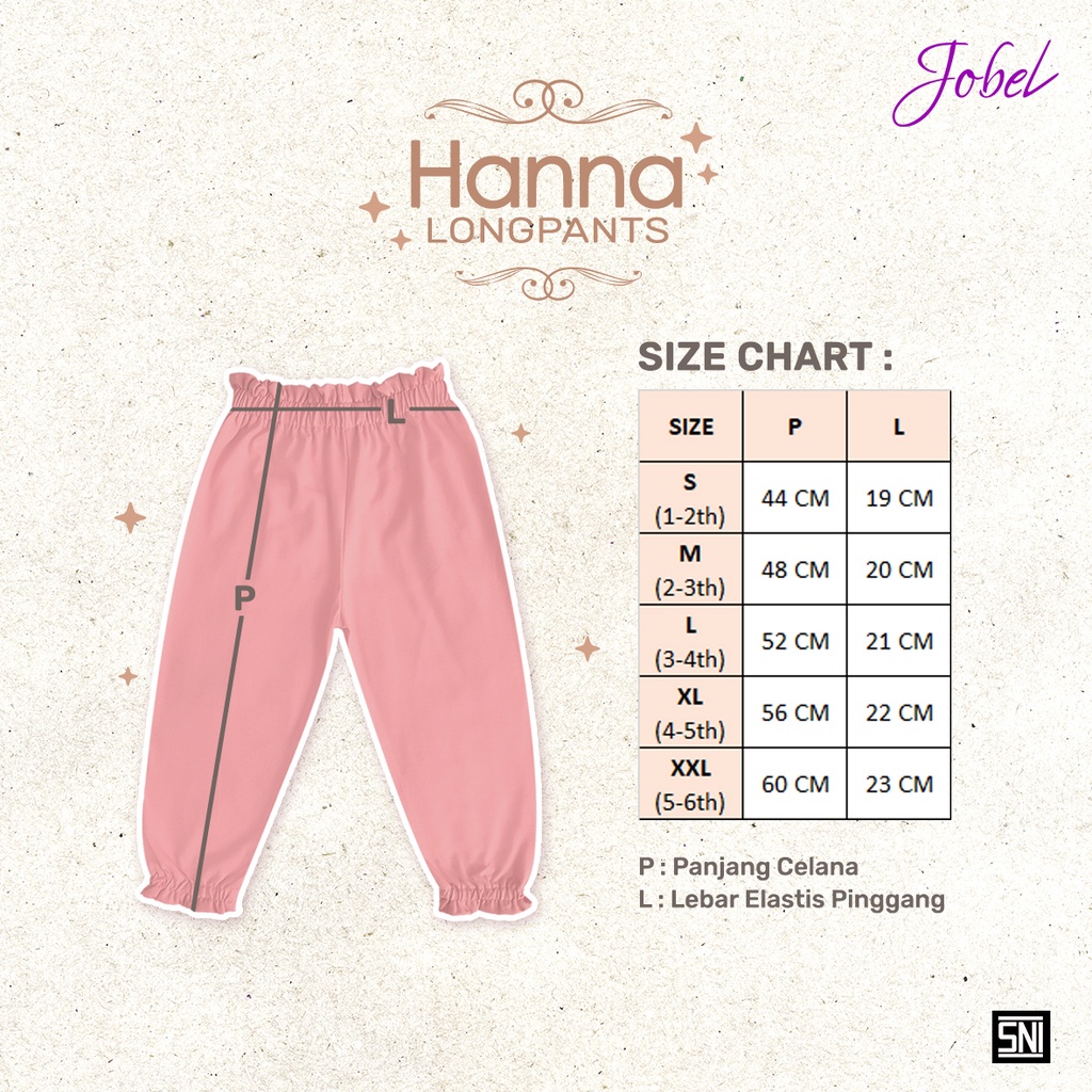 Jobel Longpants Hanna Series satuan / Celana Panjang anak