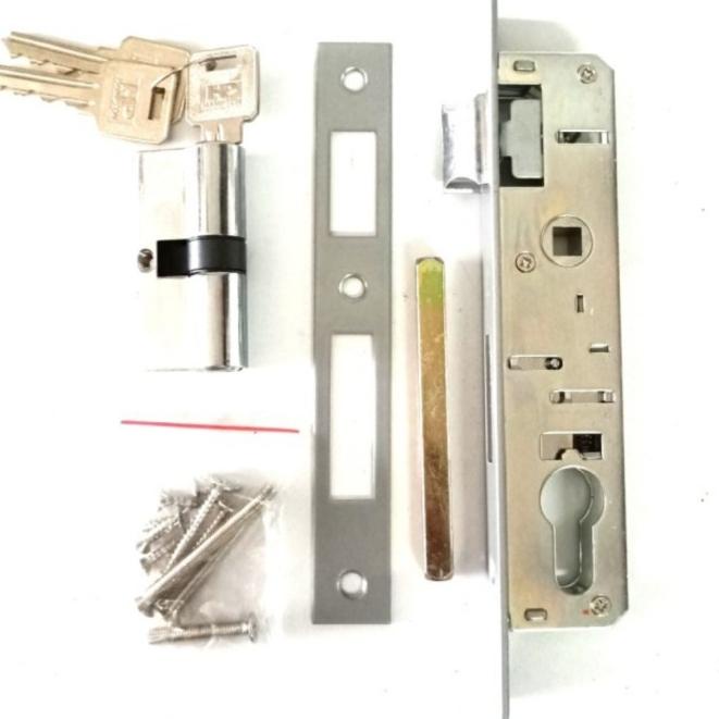 Hampton Kunci+Body Handle Komplit Set untuk pintu Aluminium Type 9055 - White