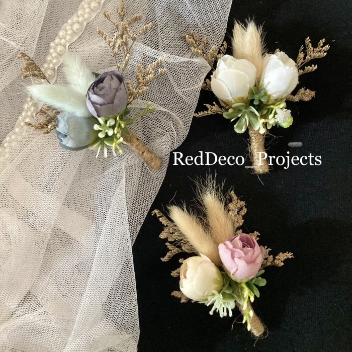 Boutonniere Korsase Pin bunga jas pengantin Wedding Corsage Korsase Bunga Jas Pria Bunny Tails