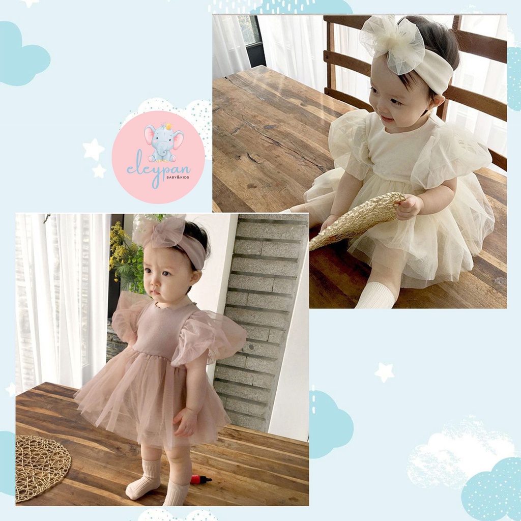 Gaun Pesta Bayi Perempuan Free Bandana Impor / White Dress Anak Cewek Renda Tutu Bonus Headband Import