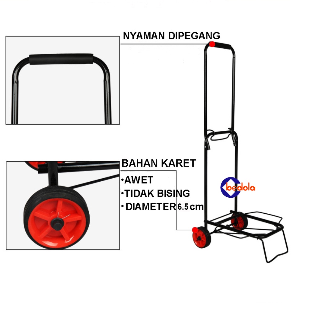 Bedola Troli troley lipat bawa aqua galon dan gas trolley barang serbaguna