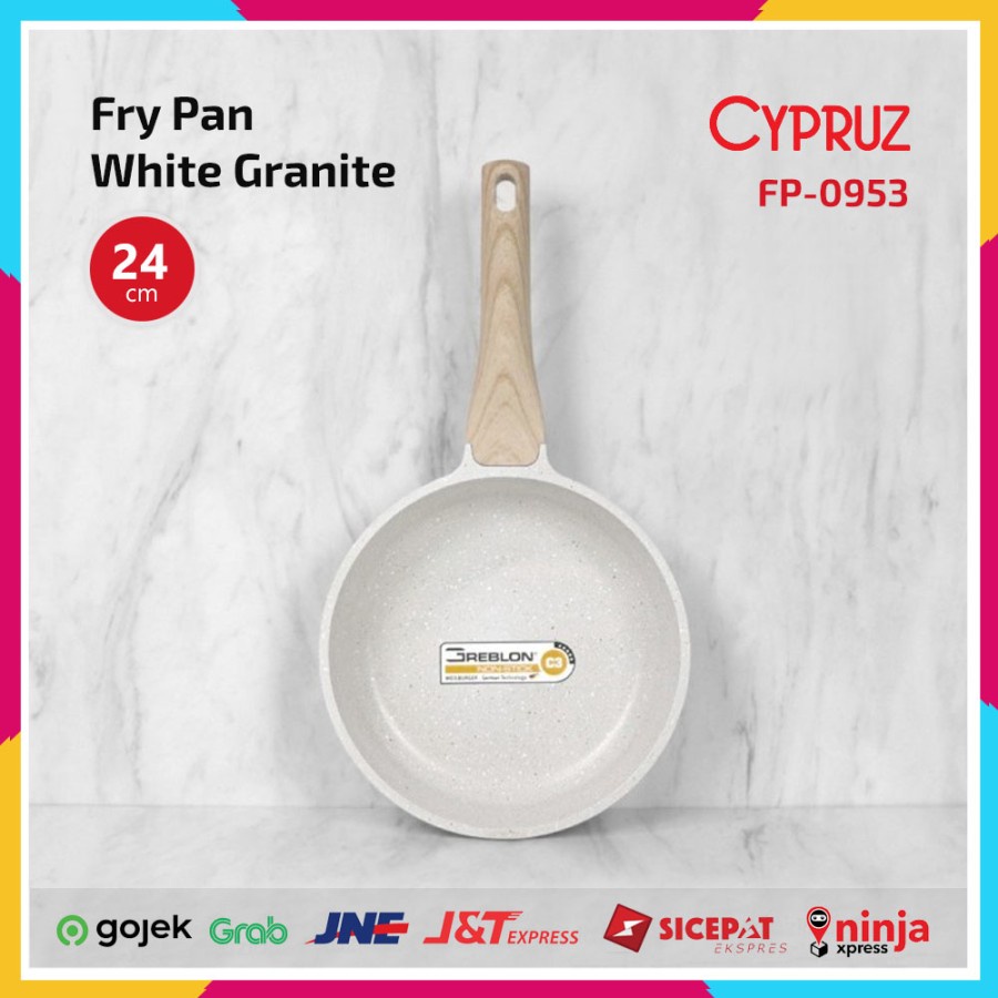 Fry Pan White Granite DieCast Series 24 cm Cypruz FP-0953