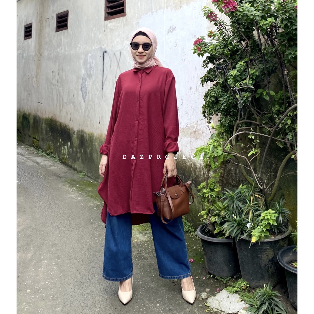 Salsa Tunik Polos Crincle Tunik Crincle by Dazproject