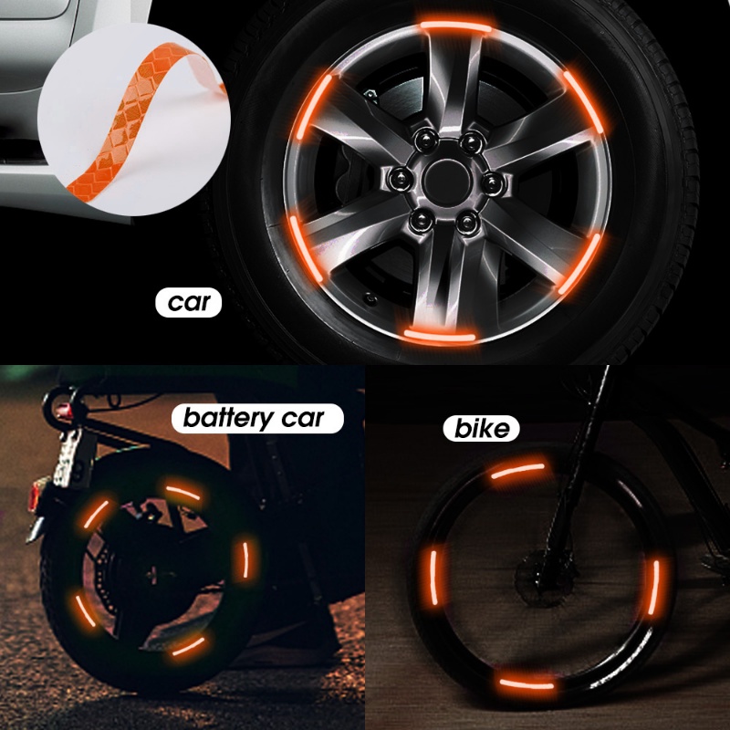 20pcs Stiker Strip Reflektif Anti Tabrakan Untuk Dekorasi Roda Mobil / Motor