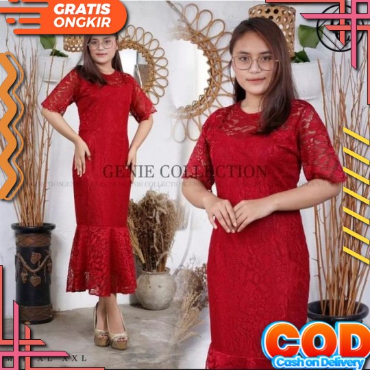 Baju Dress Pesta Wanita Kondangan Moscrepe Tile Dewasa Remaja Terbaru 2022 Kekinian Imlek Natal Kuen