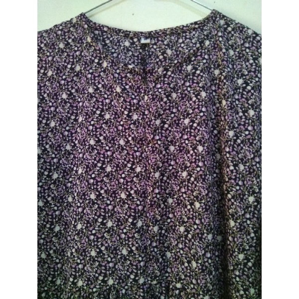 Gamis Motif Bunga Kecil / Gamis Daisy Hitam