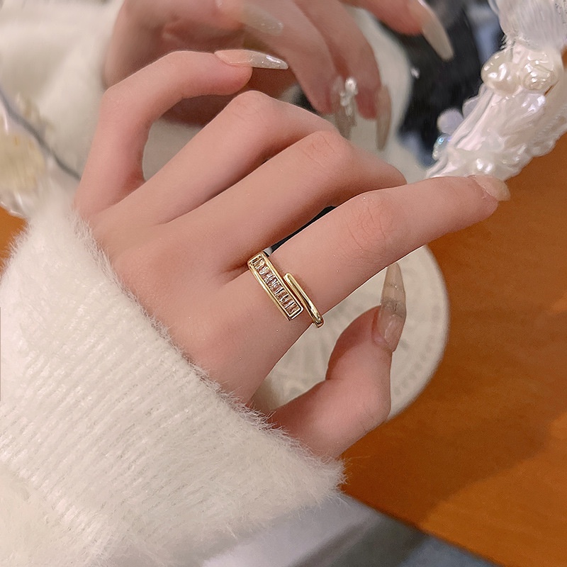 Cincin Zircon Double Layer Adjustable Untuk Wanita