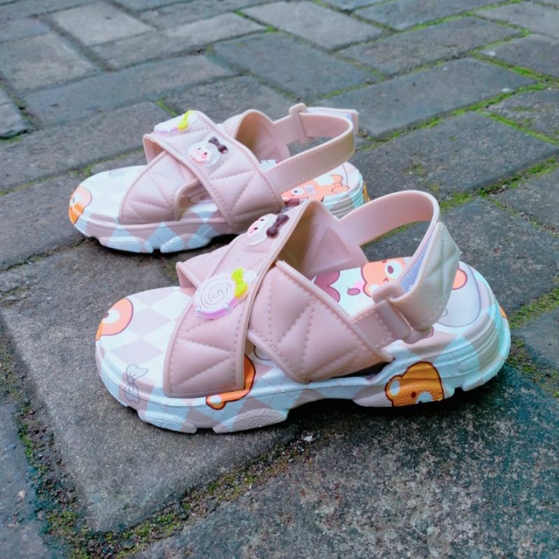 Sandal Sepatu Anak Perempuan Motif Chibi Sandal Tali Anak Sandal Lampu