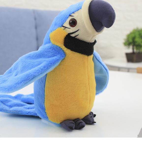 Boneka Burung Beo Peniru Suara/Burung Beo Bisa Bicara/ boneka Talking - Biru