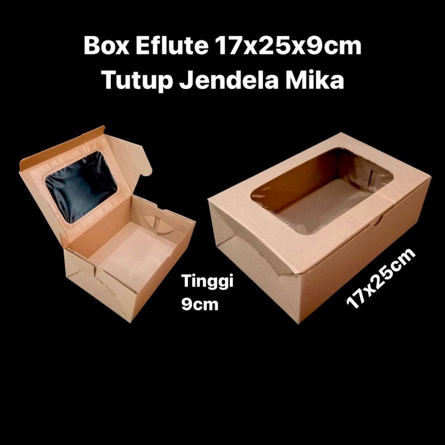 

kardus tutup jendela mika dus eflute hampers cake kotak parcel kue box ukuran coklat polos 17x25x9 cm