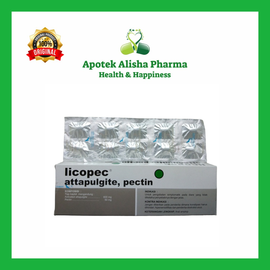 LICOPEC Strip 10 Tablet - Likopec Tablet / Likopek Tablet / Obat Pencernaan / Diare / Mencret