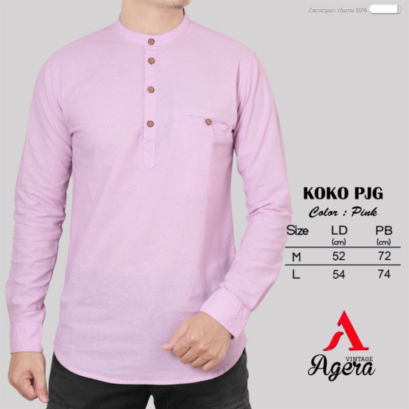 BAJU KEMEJA KOKO KEMKO PRIA LENGAN PANJANG KANCING 1/2 SOFT COTTON ALL NEW COLOR ORIGINAL TERBARU AGERA SAJUAK 2
