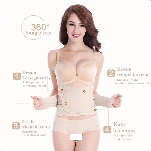 HARGA TERMURAH Paket Korset 3 in 1 Pelangsing Pengecil Perut - Pinggang - Pinggul / Stagen Perut ST01