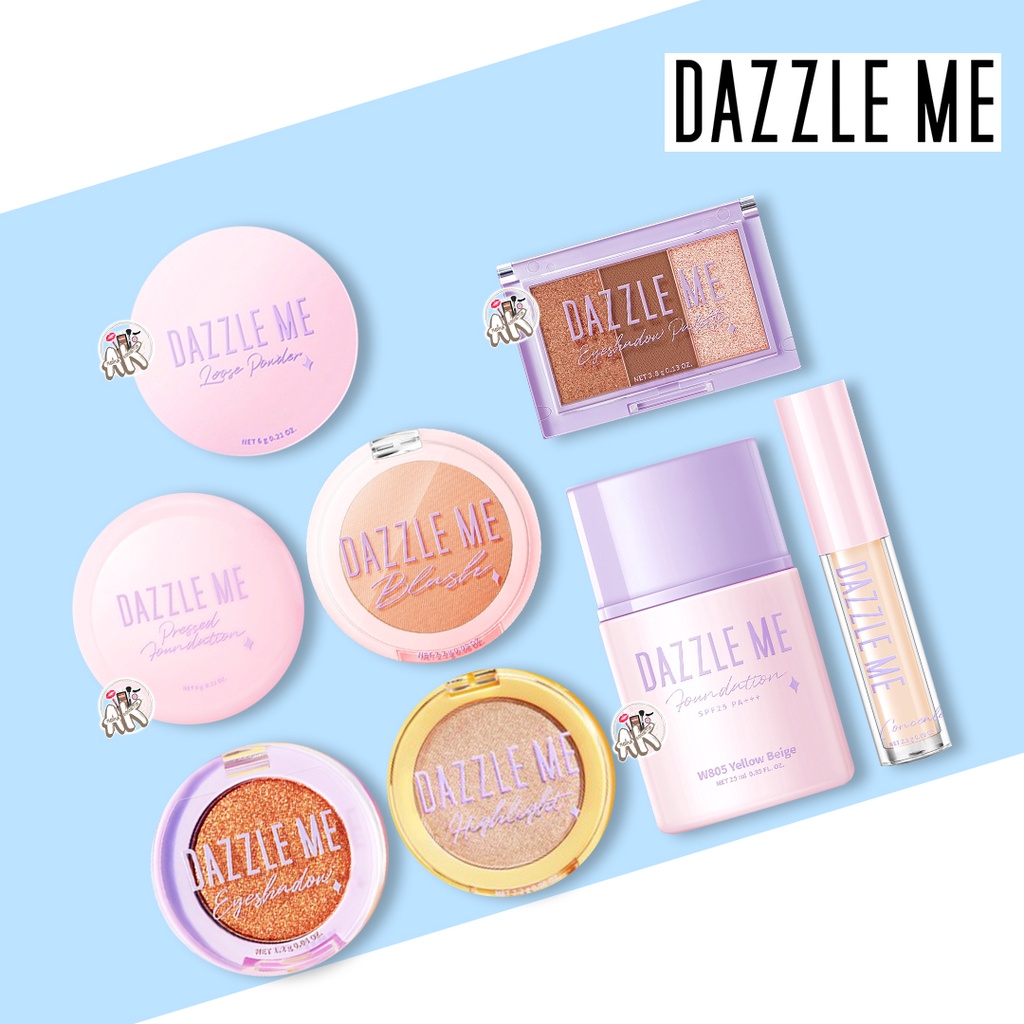 DAZZLE ME MAKE UP SERIES ( LOOSE POWDER / EYESHADOW PALLATE CUTIE / FOUNDATION / HIGHLIGHT GALAXY / PRESSED FOUNDATION )