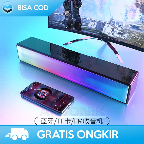 SPEAKER PORTABLE WIRELESS V5.1 SOUNDBAR AUDIO SUBWOOFER RGB DUAL BASS