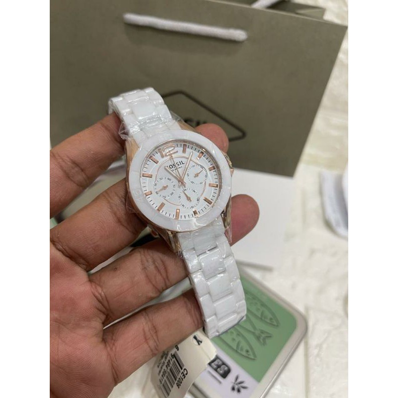 Jam Tangan Wanita Keramik Riley White Ceramic Rose Gold Case Original BNIB COD