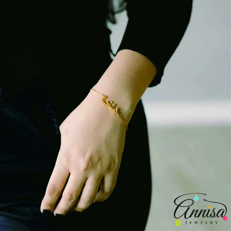 Kalung/gelang nama font arabic rantai nori titanium anti karat