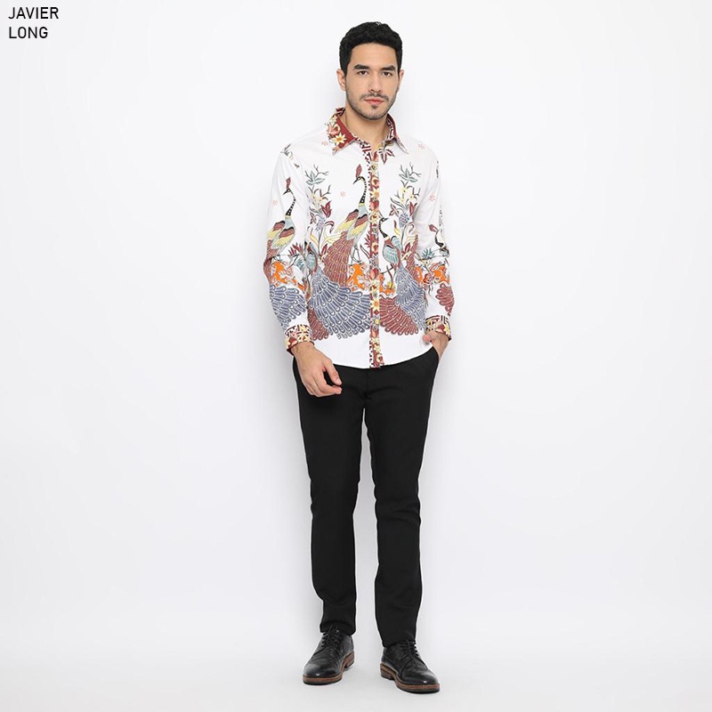 Evercloth Javier Kemeja Batik Pria Lengan Pendek VM Cheongsam Changsan em Batik Cowok Baju Batik Laki-Laki Slim Fit Batik