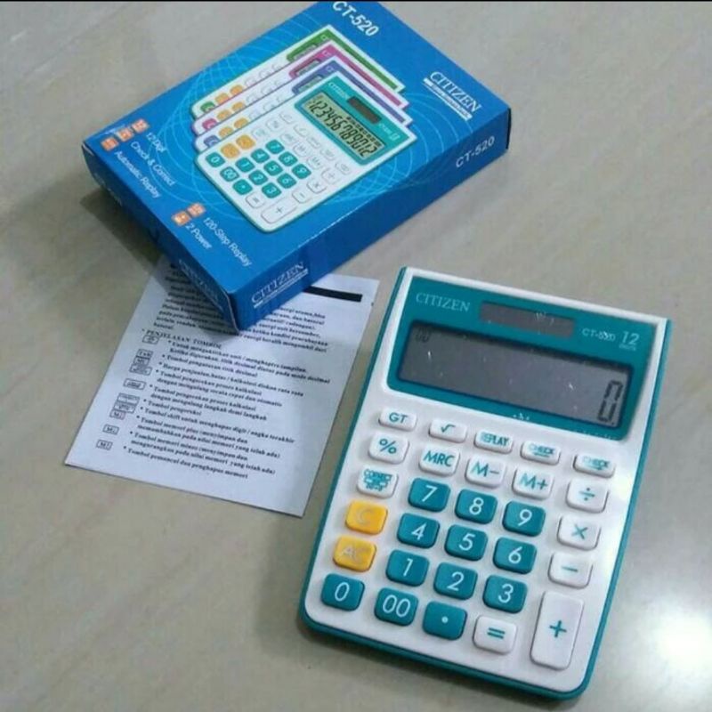 CITIZEN CT 520 - Check Correct &amp; Calculator 12 Digit Kalkulator Warna Cek Ulang
