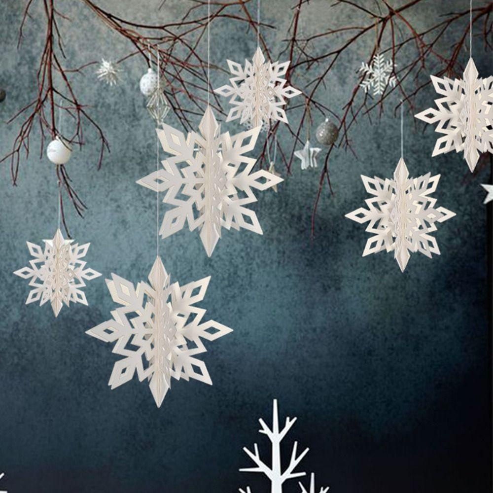 Preva 15PCS 3D Artifisial Snowflake Tahun Baru Gantung Dekorasi Natal Palsu Snow Decor