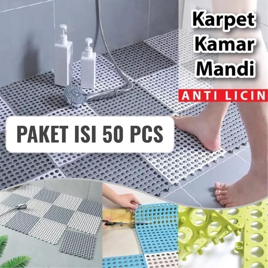 PROMO PAKET KARPET KAMAR MANDI ISI 50 PCS PAKET HEMAT ANTI SLIP MURAH UKURAN 30X30CM KARPET ALAS KAMAR MANDI ANTI LICIN -TERMURAH