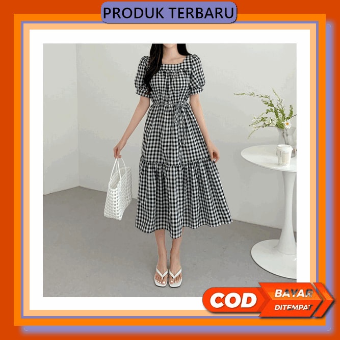 Rachel Midi Dress Rayon Premium | Midi Dress Wanita Kekinian 2022 | Dres Midi Wanita Terbaru 2022 Ke