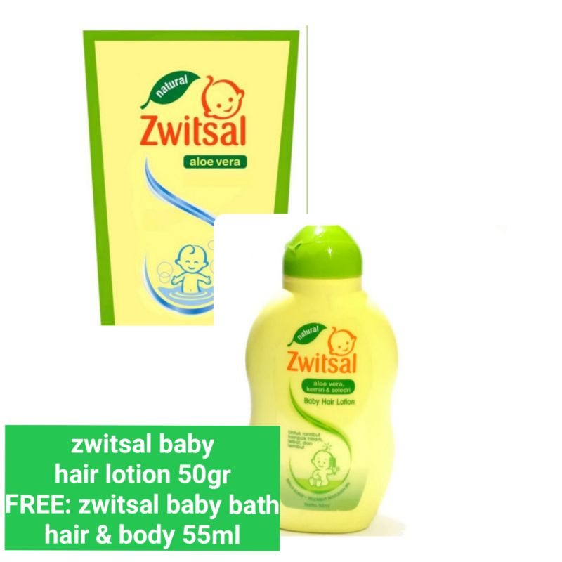 Zwitsal Baby Hair Lotion 50Ml: Free Baby Bath Hair &amp; Body Refill 55Ml