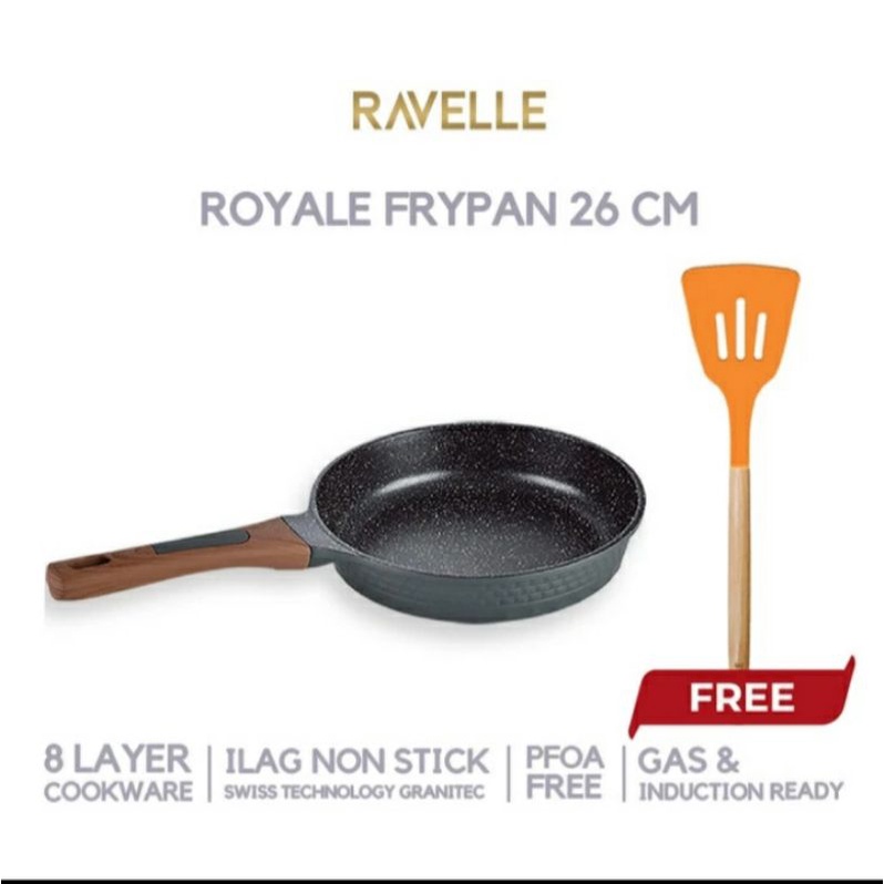 RAVELLE Royal Fry pan with lid 26cm/Frypan anti lengket/ Perlengkapan Masak