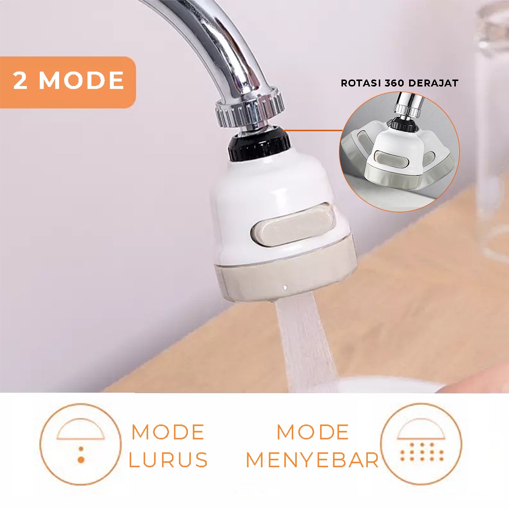 Sambungan Kran Air Keran Shower Switch Tombol ON OFF Faucet Putar 360 Derajat Alat Penyambung Ujung Kepala Kran Tempat Cuci Piring Tangan di Wastafel Dapur | GROSIRXPRESS