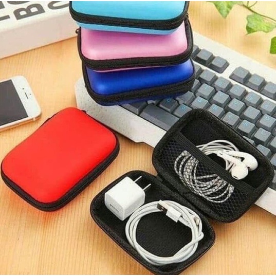 ❤ IJN ❤ Dompet Headset &amp; Koin Petak Charger Mini Head Set Penyimpanan Murah Kabel