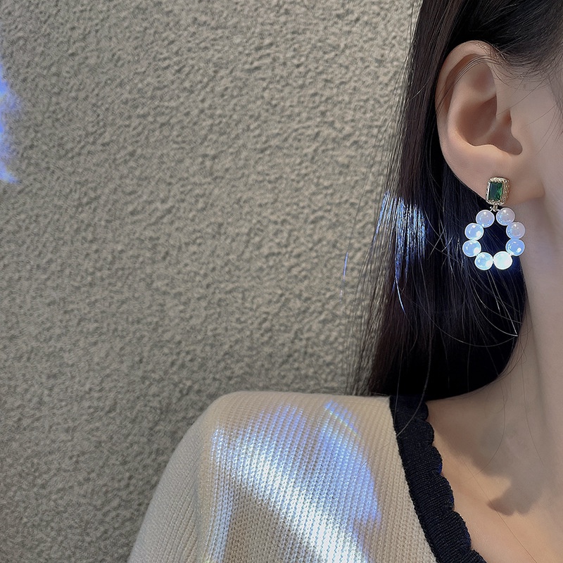 Anting Tusuk Retro Gaya Perancis Desain Geometri Hias Mutiarazircon Untuk Wanita