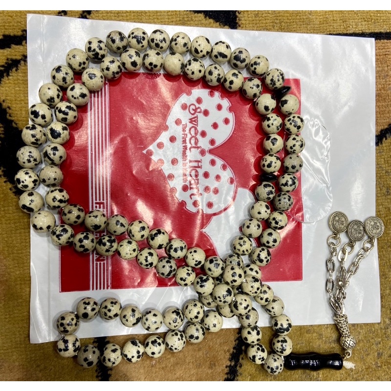 Tasbih Batu Dalmatian Jasper / Batu dalmatian jasper / Batu alam
