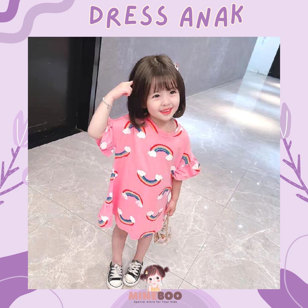 mineboo - RAINBOW GLITTER  1-9tahun Dress Kaos anak perempuan Plangi lucu Baju anak perempuan Gaun/Rok anak