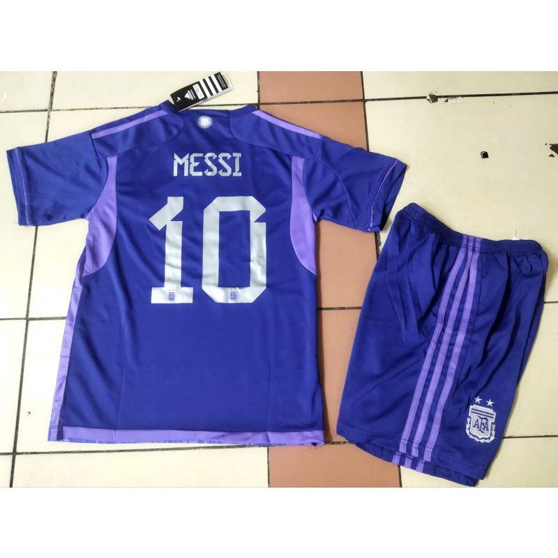 JERSEY BAJU BOLA KIDS / ANAK ARGENTINA AWAY WORLD CUP 2022 NAMESET GRADE ORI IMPORT