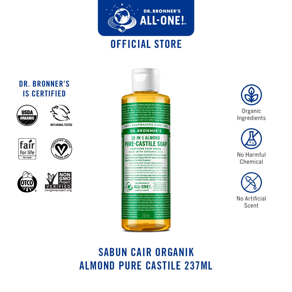 Dr. Bronner's Sabun Cair Organik Almond Pure Castile 237ml