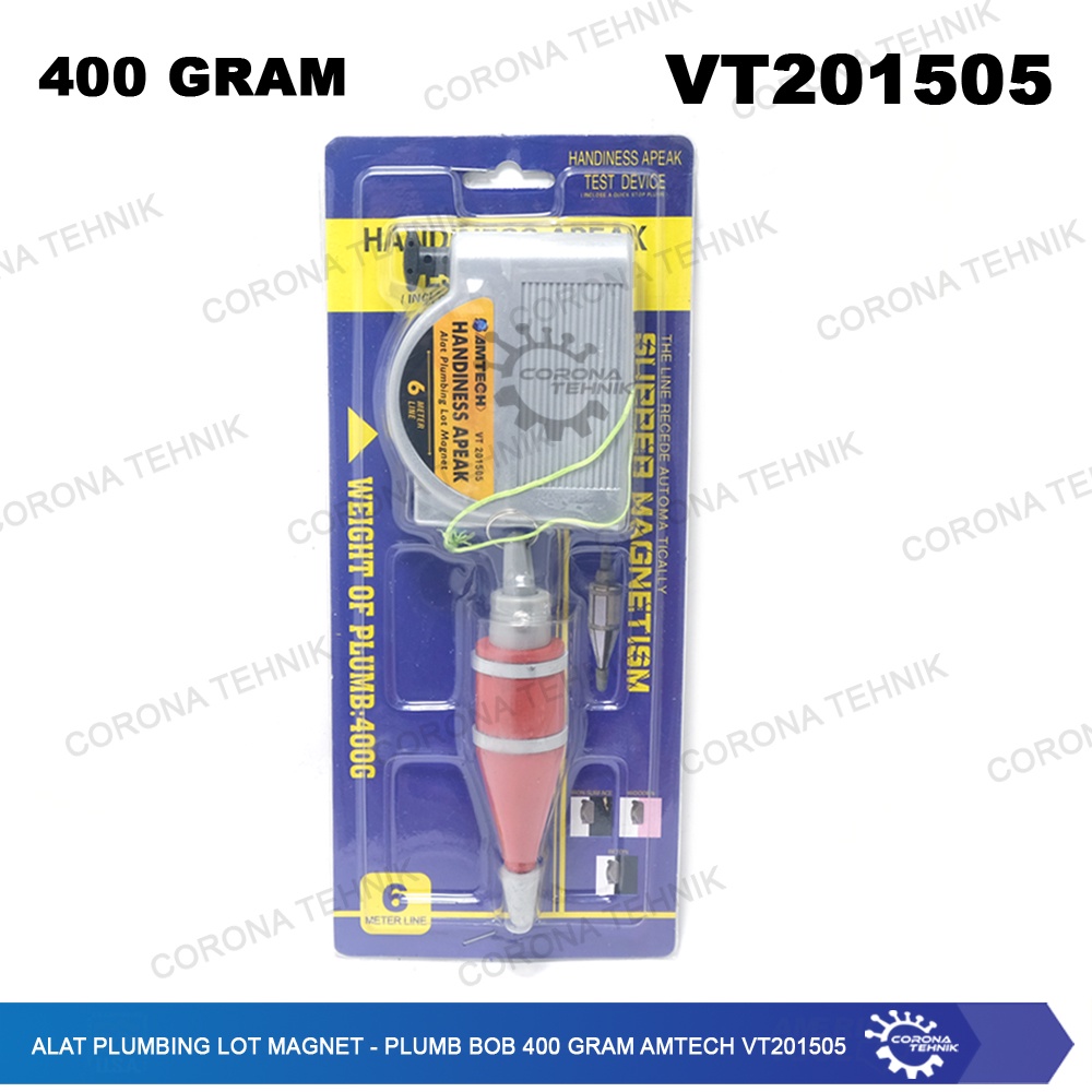 VT201505 - Alat Plumbing Lot Magnet - Plumb Bob 6 Meter 400 Gram Amtech