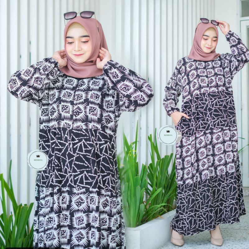 GAMIS RAYON MOTIF KOTAK ABSTRAK