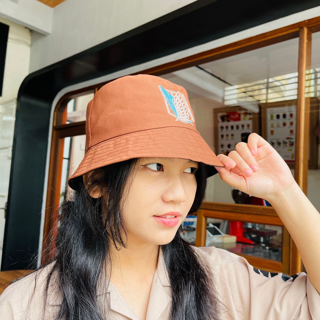 Bucket Hat SNK Logo Brown Attack On Titan Anime Manga Premium Unisex