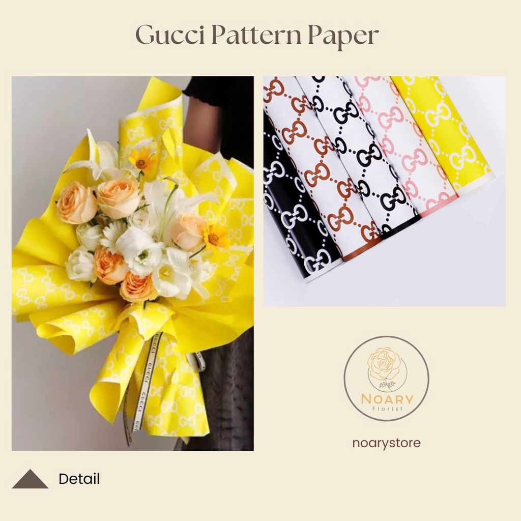 Gucci Pattern Paper Kertas Bunga Wrapping Cellophane Paperwrap Buket Bunga Bungkusan Bunga / Flower Wrapping / Cellophane / Wrap / Kertas Bunga / Kertas Kado / Flower Paper / Kertas Grosir / Kertas Import / Kertas Cellophane / Florist / Buket Bunga / Flor