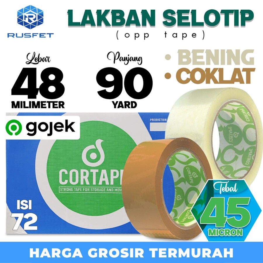 

Lakban 48mm x 90yard CORTAPE plakban isolasi OJOL /DUS ISI 72pcs