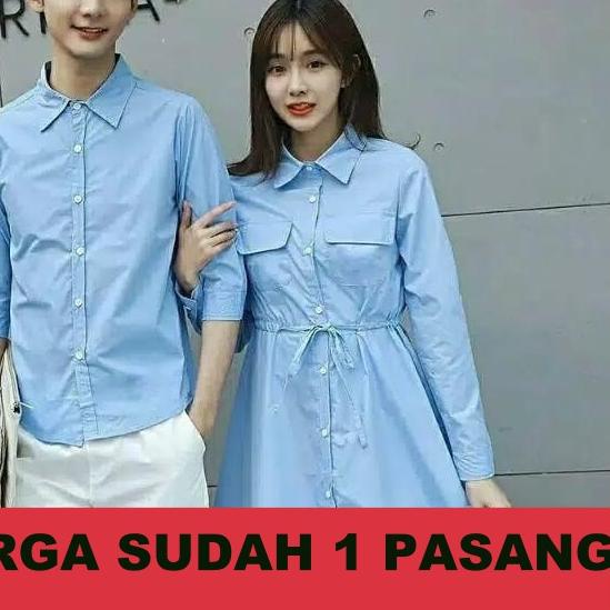 DRESS COUPLE/DRESS PASANGAN/KEMEJA COUPLE/KEMEJA PASANGAN FRES DENIM - Biru Muda